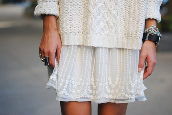 white on white, knits, ivory, sweater