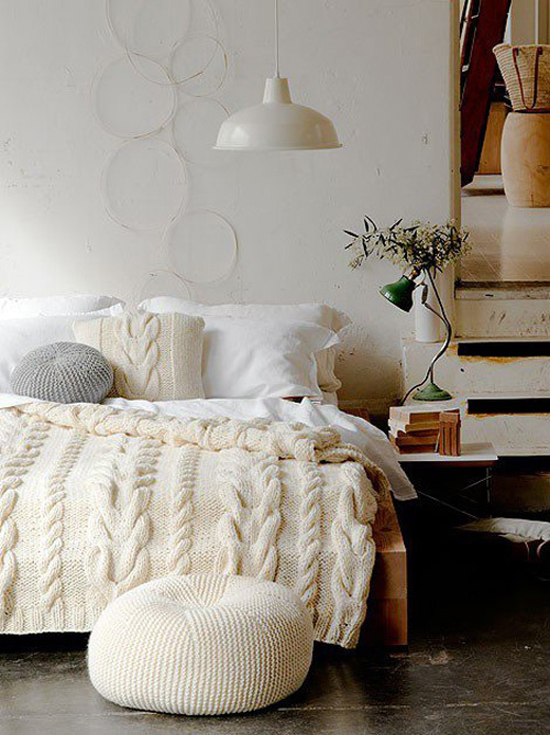 cable knit, pillow, bedroom, blanket
