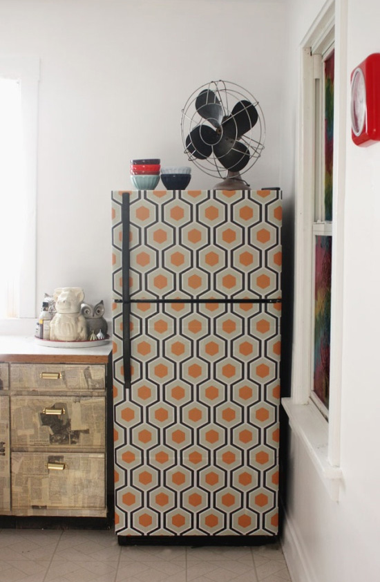 Wallpapered fridge