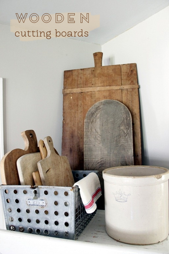 Love the idea of storing cutting boards in a locker basket wooden cutting boards