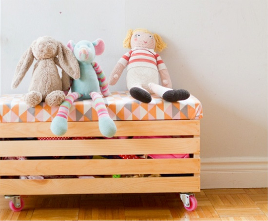 DIY rolling wooden toy box