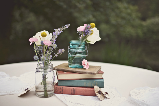 Stack books for centerpieces