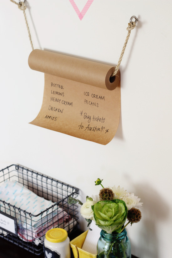 Rope + kraft paper grocery list