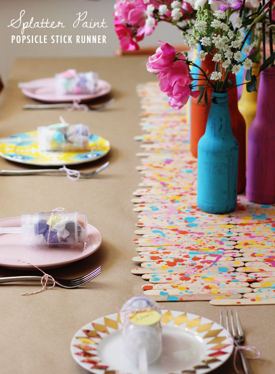 DIY Splatter Paint Popsicle Stick Runner