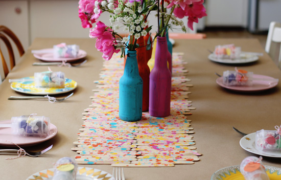 Splatter paint popsicle stick runner 