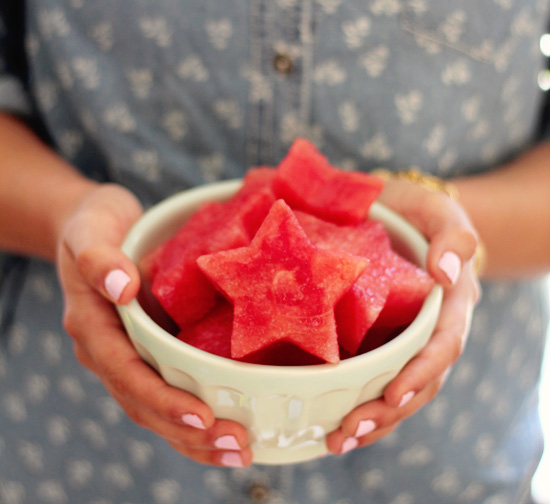 Star shaped watermelon (cut out pieces with a cookie cutter)
