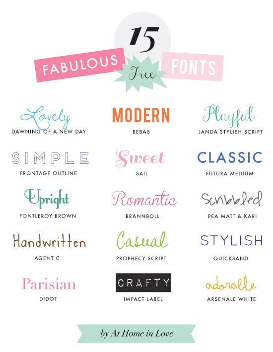 15 fabulous free fonts | At Home in Love