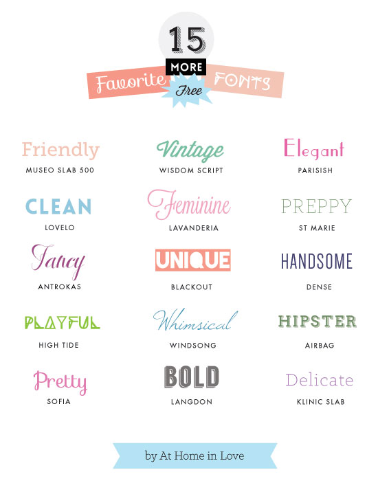 15 more favorite free fonts // At Home in Love