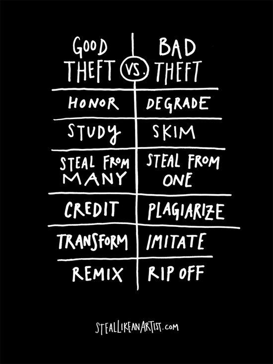Good theft vs bad theft // Steal Like an Artist, via At Home in Love