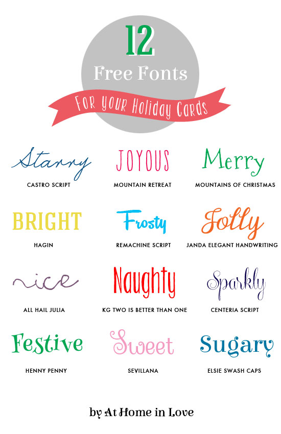12 fonts for your holiday cards // by At Home in Love