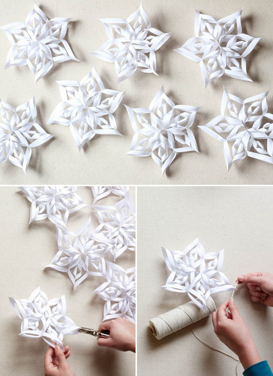 3D snowflake garland: step by step DIY instructions