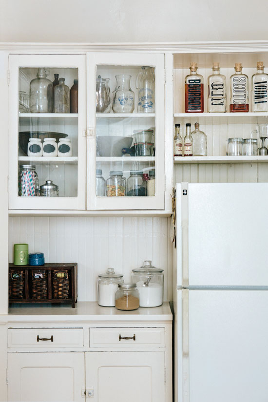 Glass front shelves