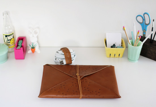 Leather laptop sleeve