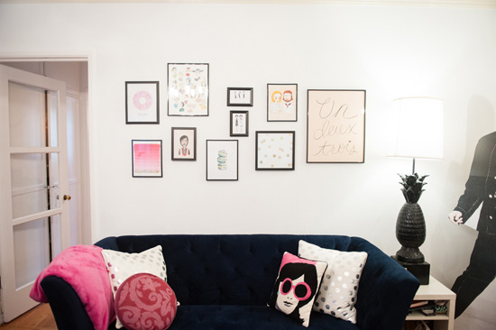 Living room with cute gallery wall