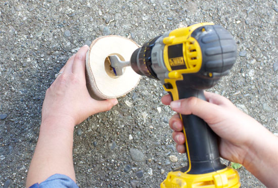 Easy DIY: drill holes in a birch log and use it to hold tea lights