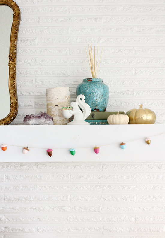 DIY Painted Acorn Garland on Bali Blinds