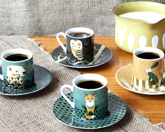 Cute! Wildlife espresso set