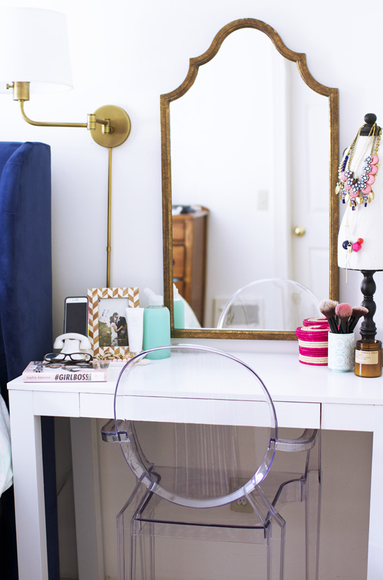 Dressing table with ghost chair