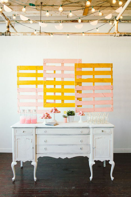Hang pallets as a backdrop to a dessert table