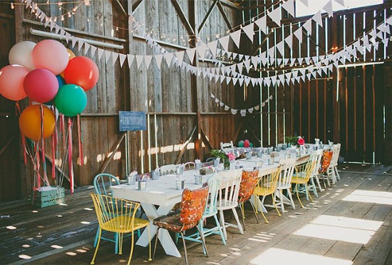 Table with mismatched chairs