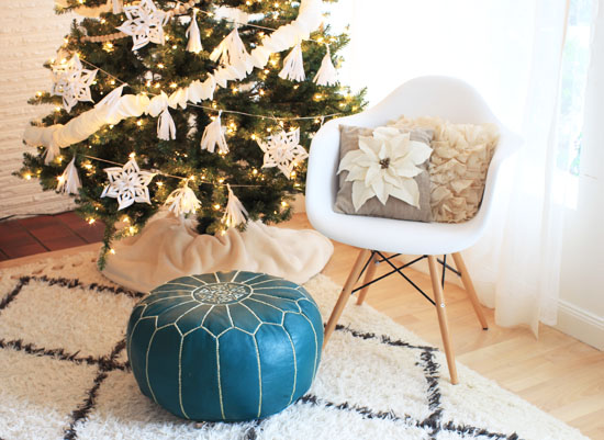 Simple Christmas tree with white paper garlands