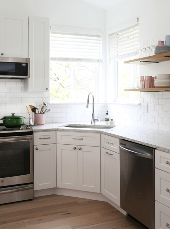 Creative Small Kitchen With Corner Sink for Simple Design