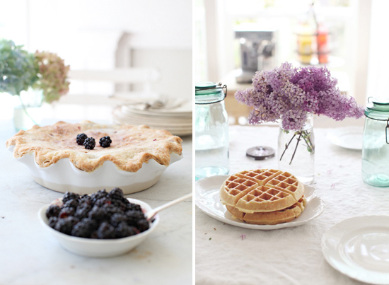 blackberry pie, pie, waffles, ruffled pie tin