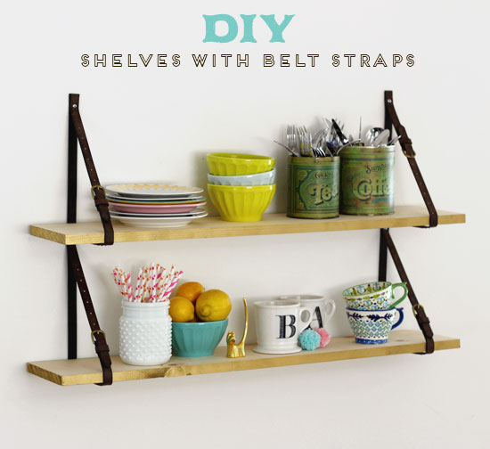 DIY shelves with belt straps | At Home in Love