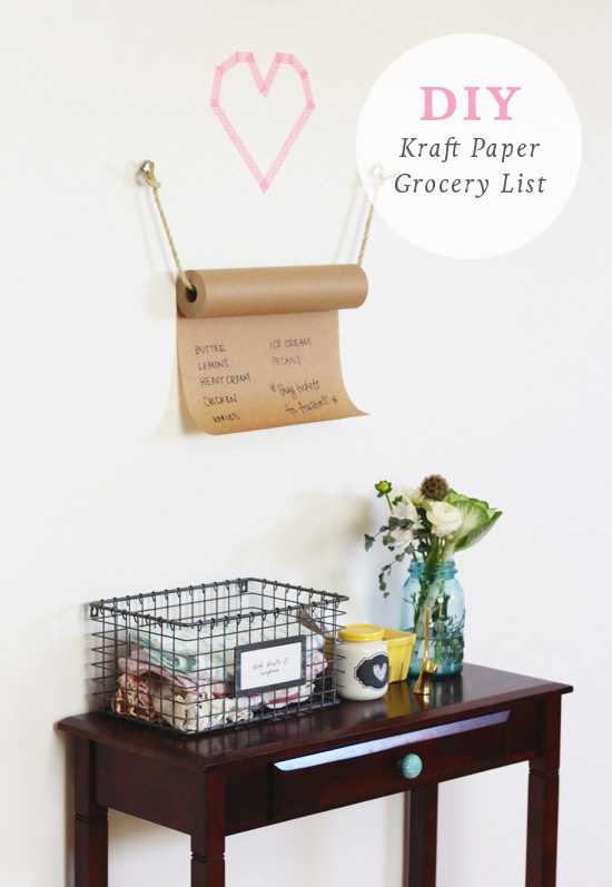 DIY kraft paper grocery list | At Home in Love