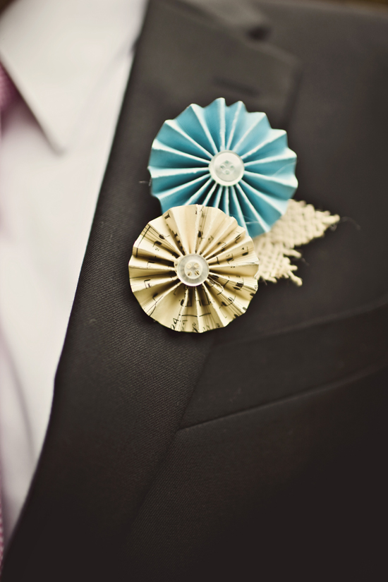 Paper pinwheel boutonniere