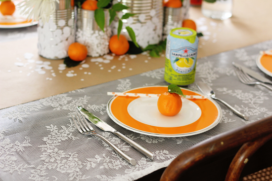 Oranges and lace: a simple summer table