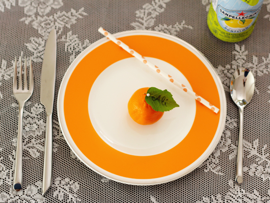 Place setting with name written on leaf