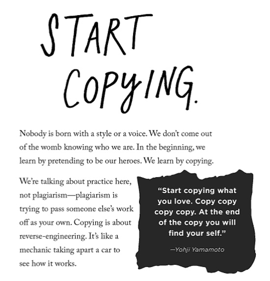 Start copying (and other advice for creatives)