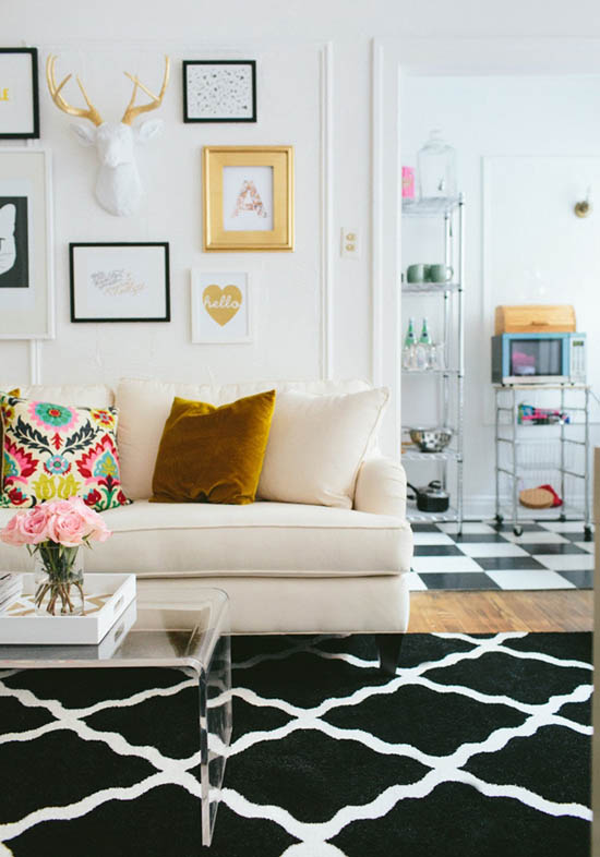 Beautiful living room with lots of color and feminine touches