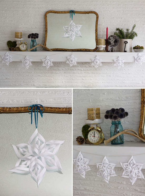 3D snowflake garland - DIY instructions