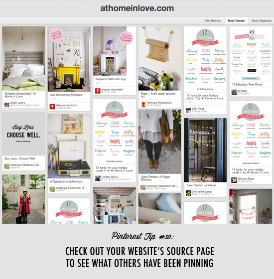 Pinterest tip #10: Check out your website’s source page to see what others have been pinning from your site