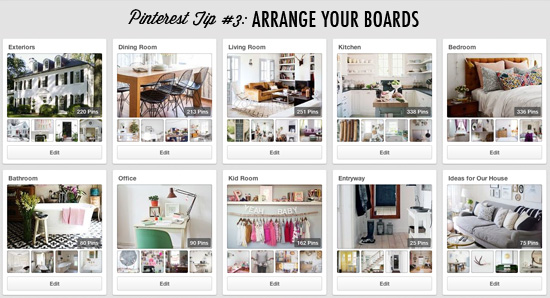 Pinterest tip #3: Arrange your boards in an order that makes sense