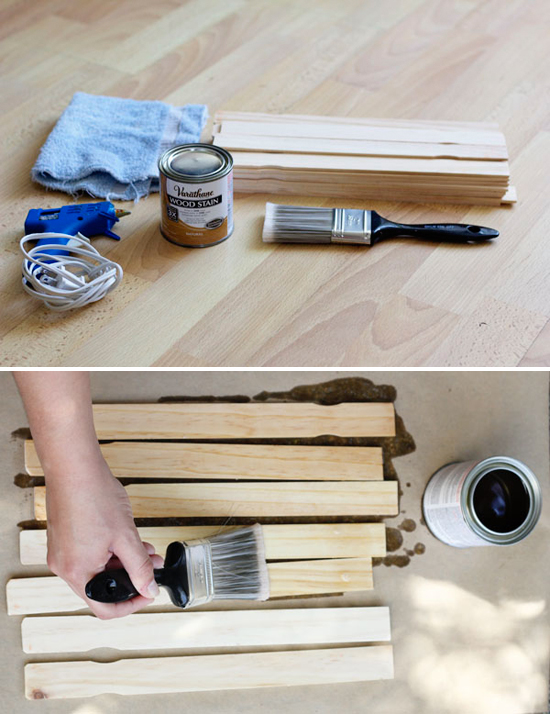 DIY miniature pallet made out of paint stir sticks