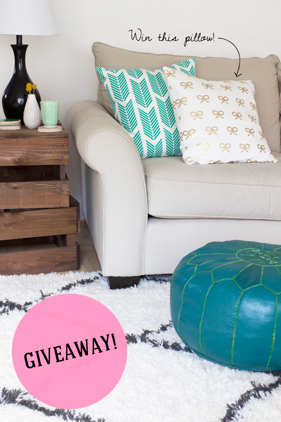 GIVEAWAY! Win a gold bows pillow from Caitlin Wilson Textiles 