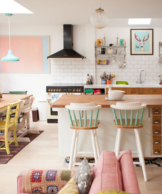 Colorful cottage kitchen