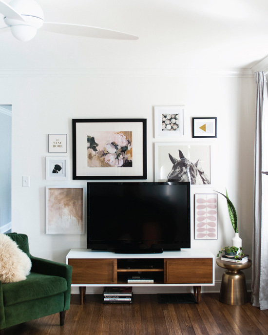 Gallery wall around the TV