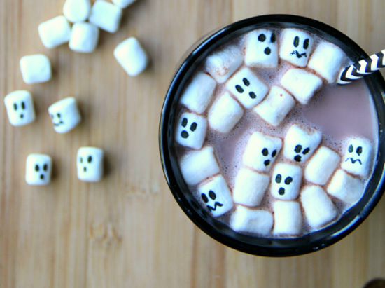Halloween hot cocoa (use edible food markers to make the faces)