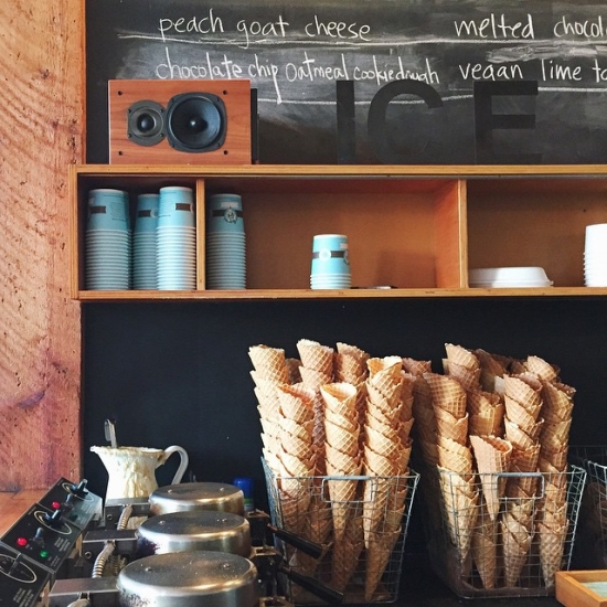 Baskets of fresh waffle cones