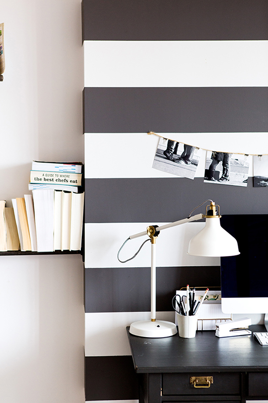 Paint black and white stripes to create a separate and distinct space within a room.