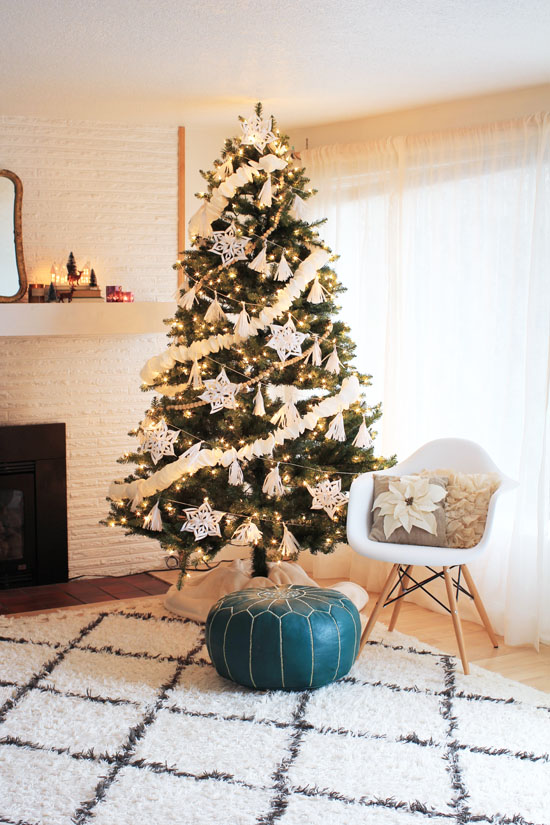 Christmas tree with DIY paper garlands