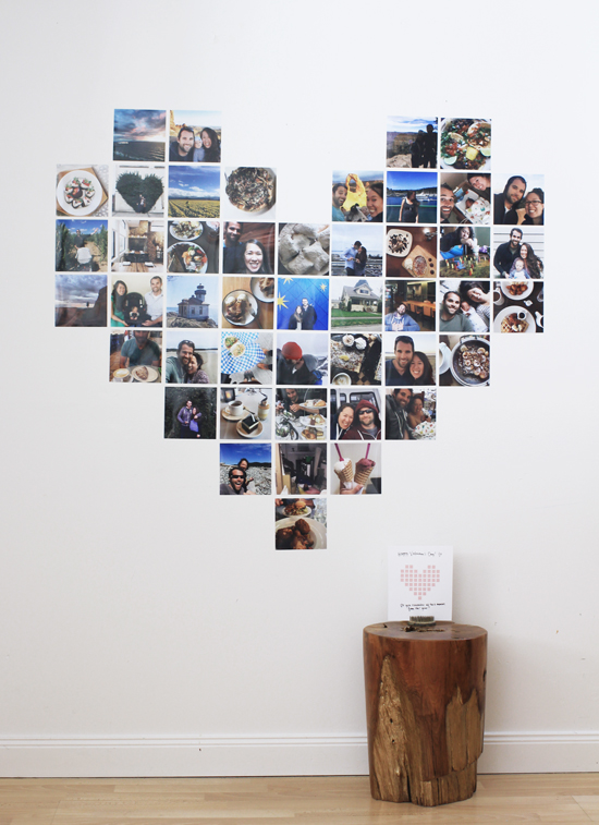 Fun & oversized Valentine's Day "card": a heart made of photos from memorable dates and significant moments