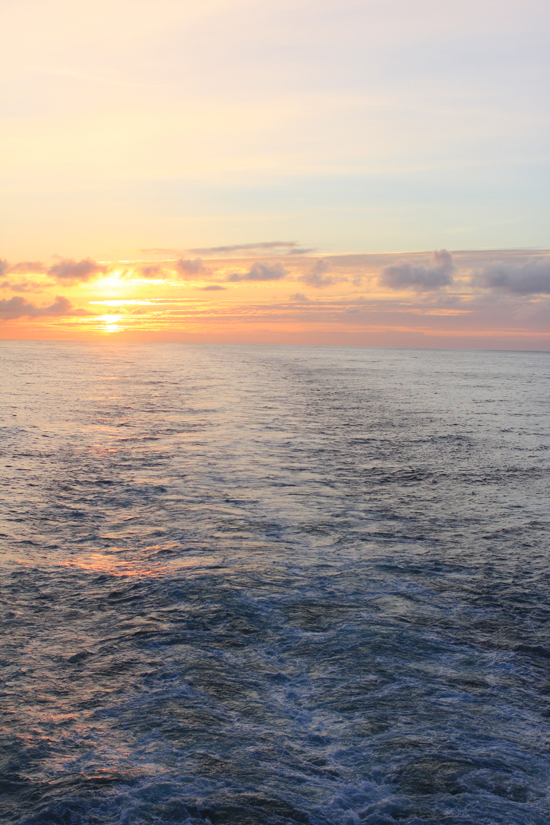 Sunset on the open ocean