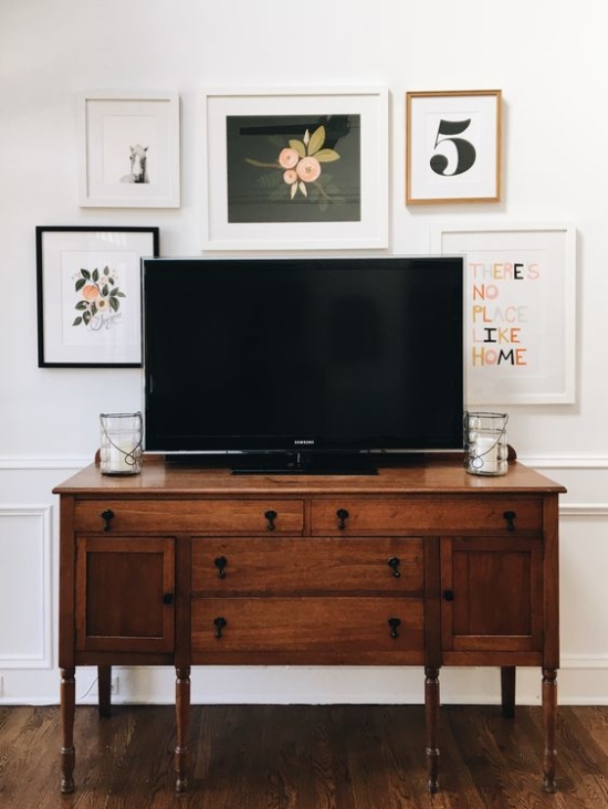 Vintage credenza as TV stand