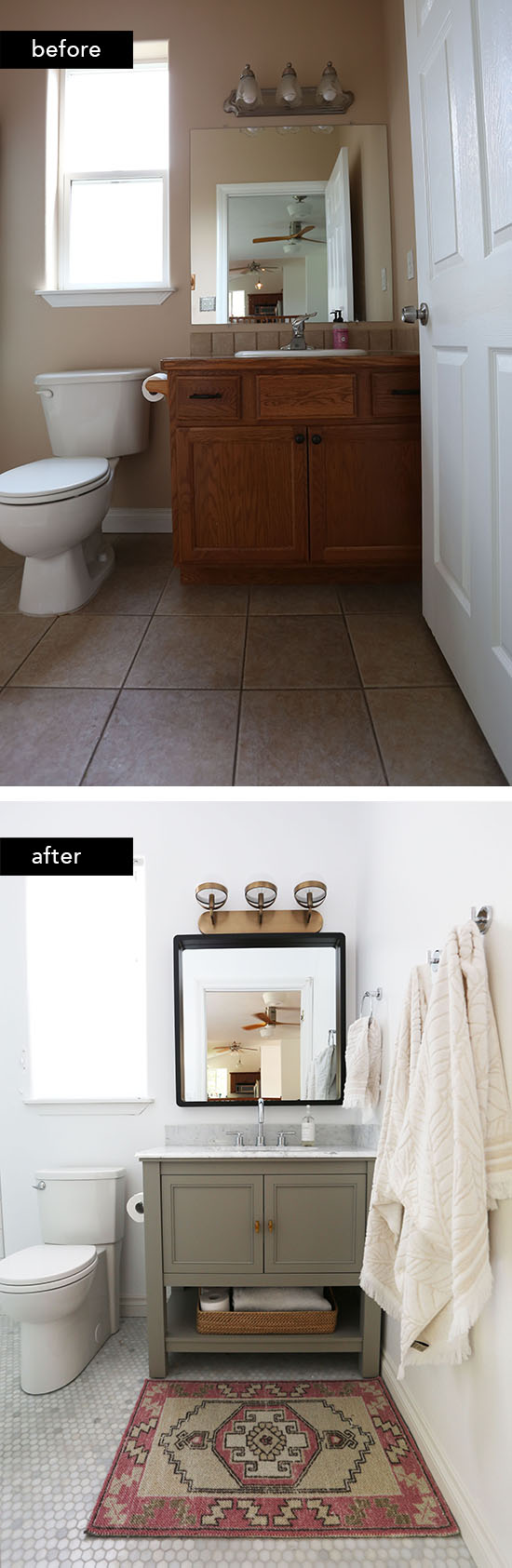 From boring builder beige to bright & beautiful: our guest bathroom remodel