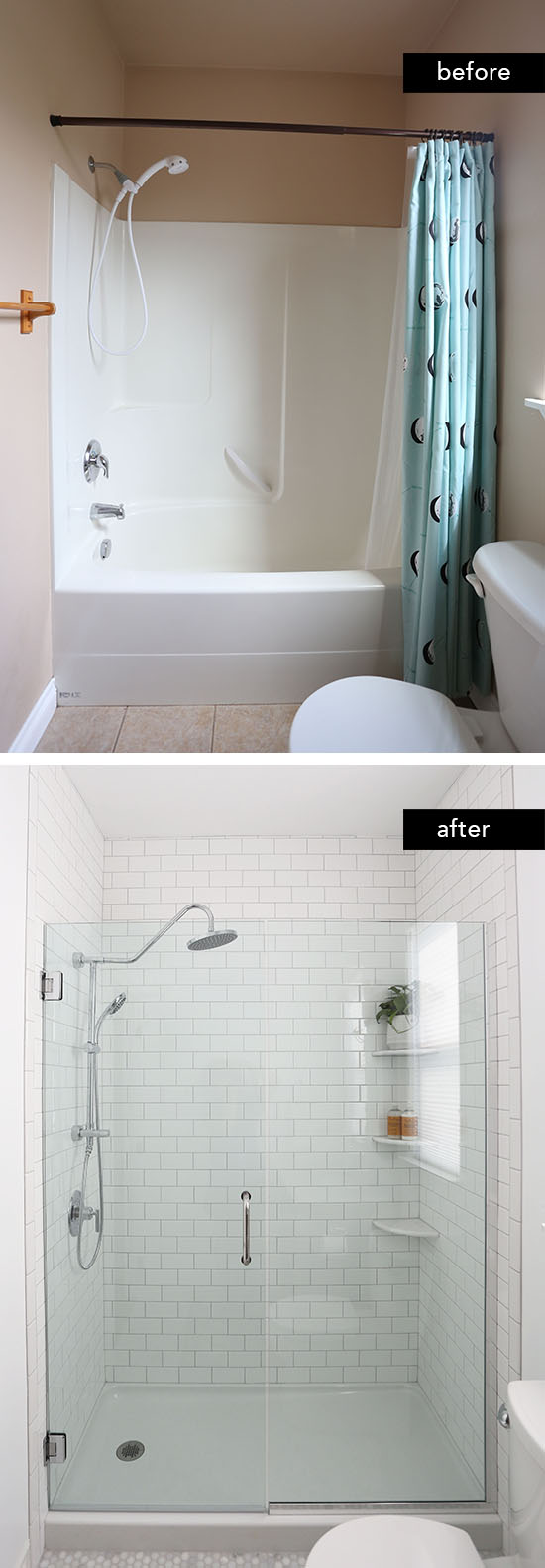 Before & after: tub surround to tiled shower